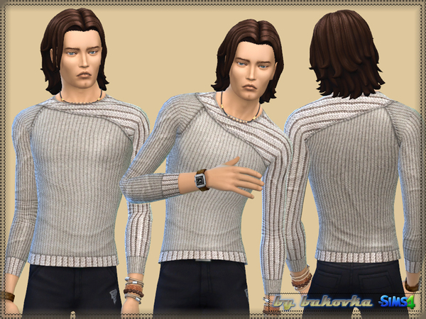 Sims 4 Sweater Asymmetrical Sleeve by bukovka at TSR