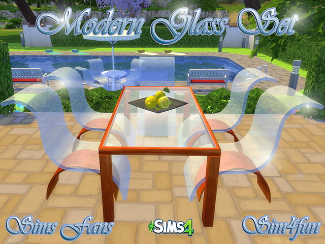 Sims 4 Modern Glass Set by Sim4fun at Sims Fans