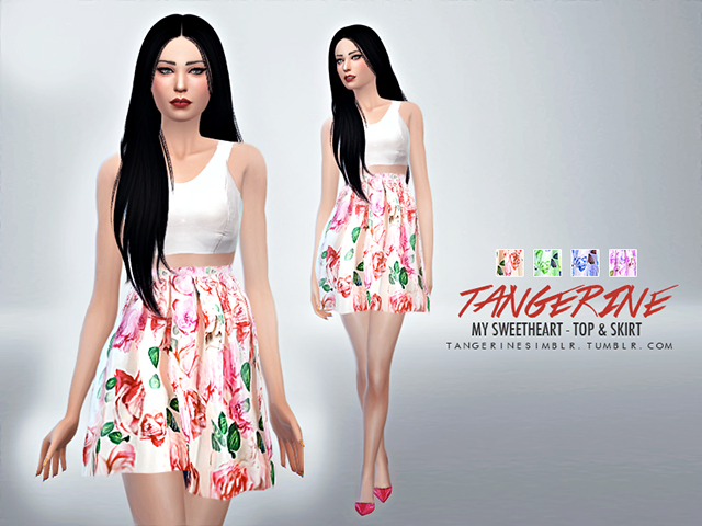 Sims 4 My Sweetheart Top & Skirt by tangerine at Sims Fans