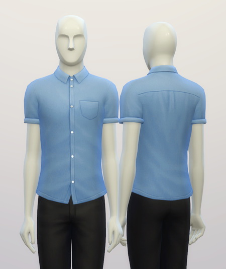 Sims 4 Cuffed Solid color shirt edit at Rusty Nail