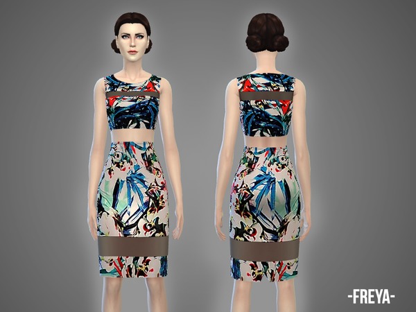Sims 4 Freya top & skirt outfit by April at TSR