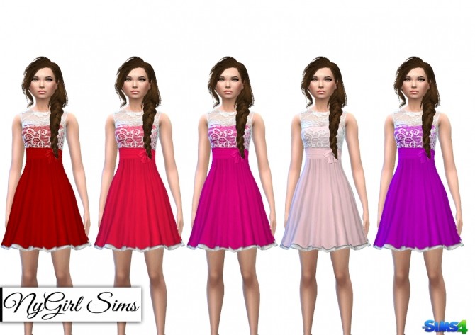 Sims 4 Layered Lace Flare Dress at NyGirl Sims