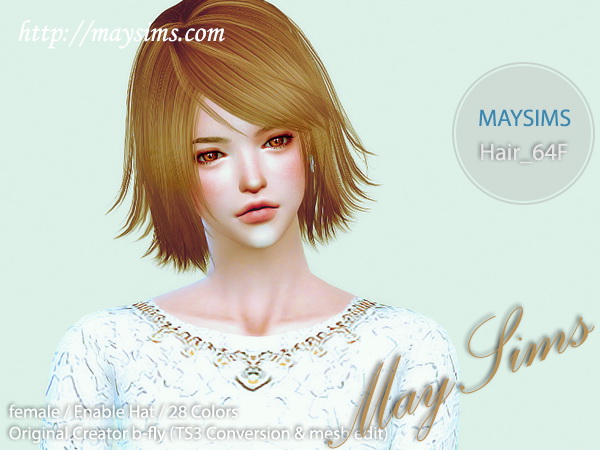 Sims 4 Hair 64F (B fly) at May Sims