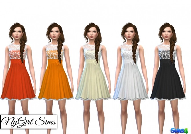 Sims 4 Layered Lace Flare Dress at NyGirl Sims