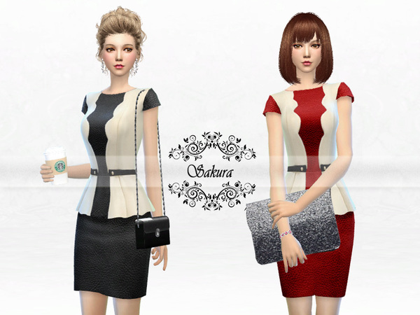 Sims 4 Leather Dress by SakuraPhan at TSR