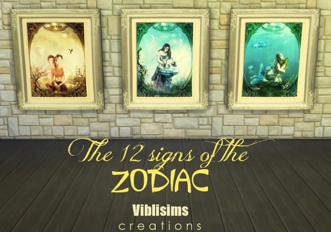 Sims 4 The 12 signs of the Zodiac paintings by ciaolatino38 at Mod The Sims