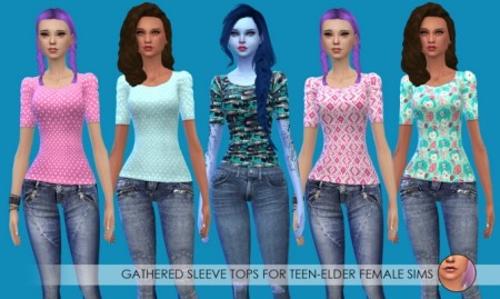 15 Gathered Sleeve Tops at Erica Loves Sims