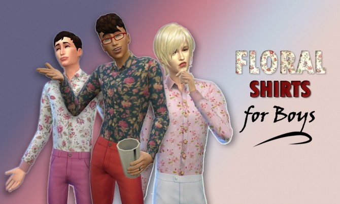 Sims 4 Floral Tucked Shirts for Boys by aaTmaHira at Mod The Sims