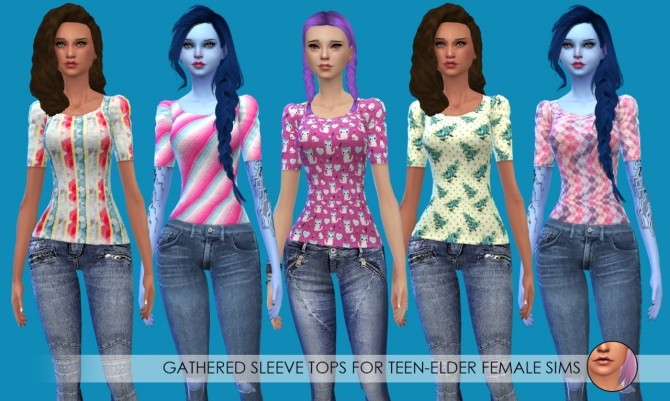 Sims 4 15 Gathered Sleeve Tops at Erica Loves Sims