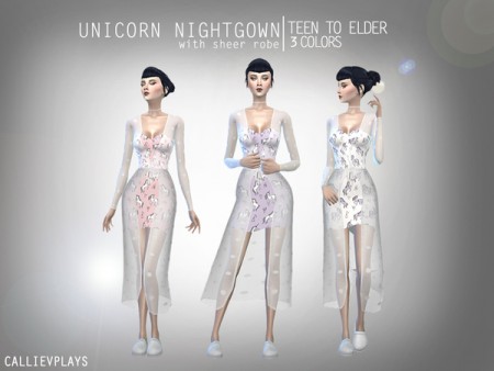 Unicorn Nightgown with sheer robe by Callie V at TSR