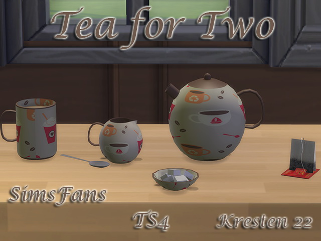 Sims 4 Tea for Two deco set by Kresten 22 at Sims Fans