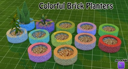 Colorful brick planters at Annachibi’s Sims