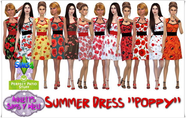 Sims 4 Perfect Pation Stuff Summer Dresses Poppy at Annett’s Sims 4 Welt