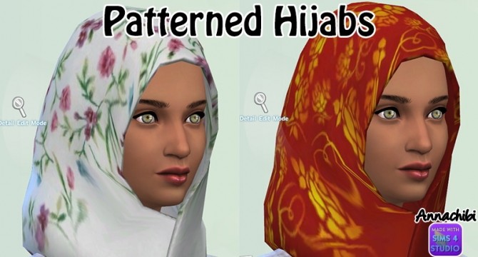 Sims 4 Patterned Hijabs at Annachibi’s Sims