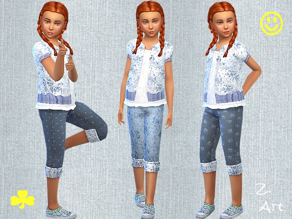 Sims 4 Blue Jeans Set by Zuckerschnute20 at TSR