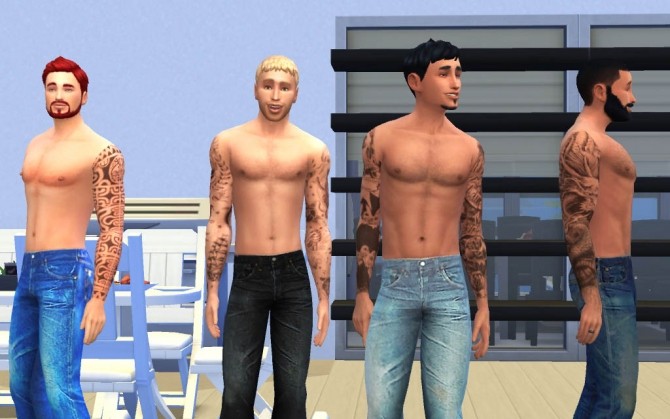 Sims 4 Tattoos full sleeves, four styles by kasandro at Mod The Sims