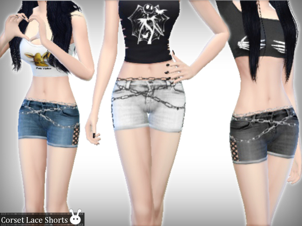Sims 4 Corset Lace Shorts by XxNikkibooxX at TSR