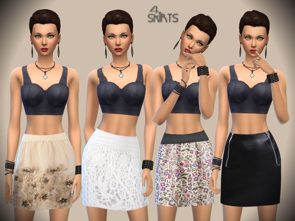Sims 4 4 Skirts by Paogae at TSR