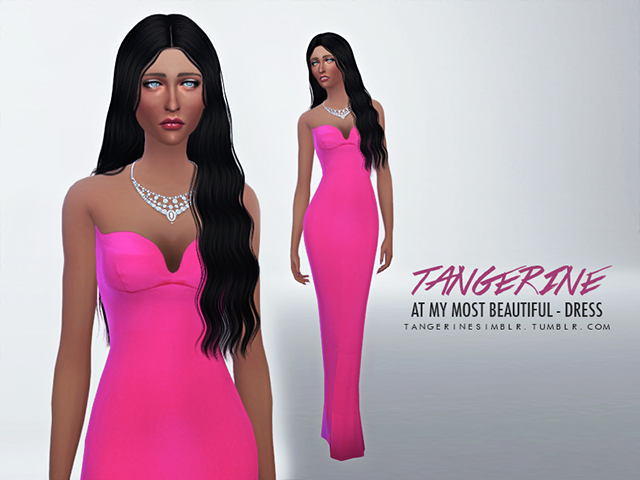 Sims 4 Dress At my most beautiful by tangerine at Sims Fans