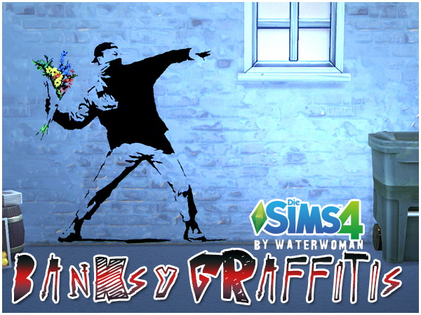 Sims 4 Banksy Graffiti by Waterwoman at Akisima