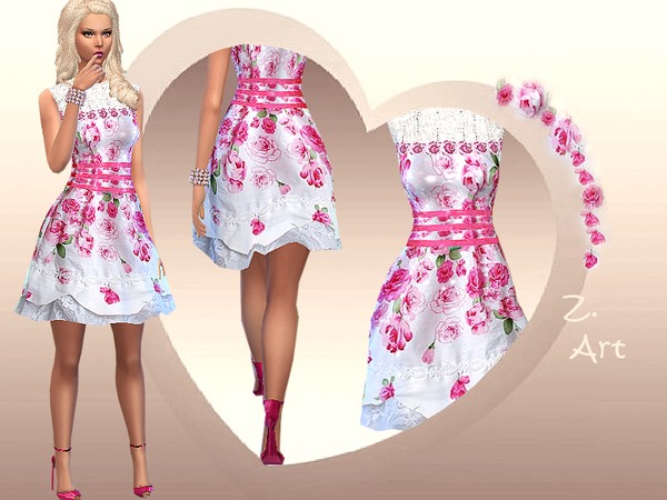 Sims 4 Pure Romantic dress by Zuckerschnute20 at TSR
