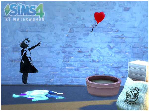 Sims 4 Banksy Graffiti by Waterwoman at Akisima