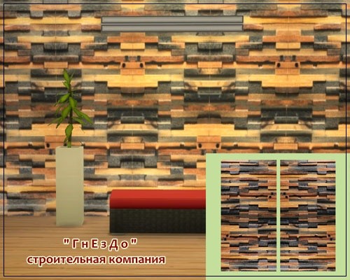 Sims 4 Wooden steny 001 wallpaper at Sims by Mulena