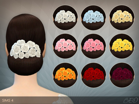 Sims 4 Flowers for Elegant Bun hair at BEO Creations