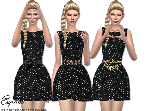 Sims 4 Pearl Embellished Dress by EsyraM at TSR