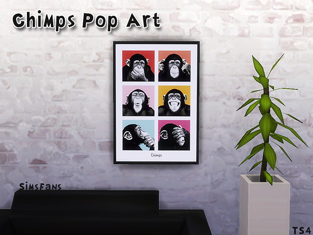 Sims 4 Chimps Pop Art by Melinda at Sims Fans