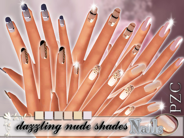 Sims 4 Gorgeousness dazzling shades nails by Pinkzombiecupcakes at TSR