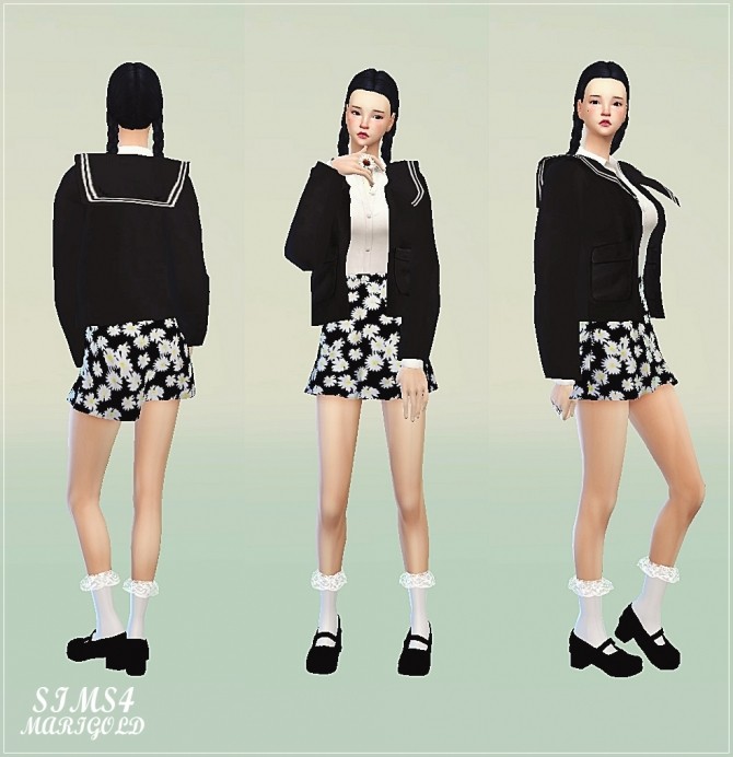Sims 4 ACC sailor collar jacket at Marigold