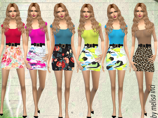 Sims 4 Floral Print Bodycon Dress by melisa inci at TSR