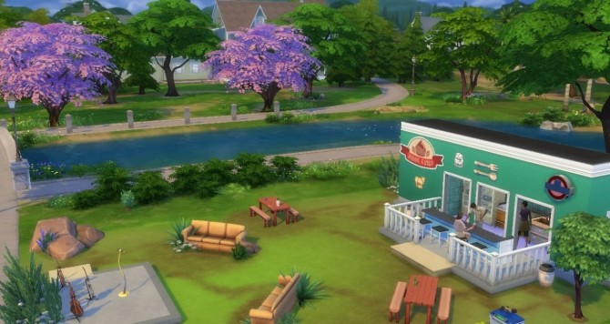 Sims 4 Cactus Couch Cafe with Open Air Stage by mrsyule at Mod The Sims