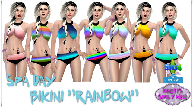 Sims 4 Spa Day Bikini Rainbow at Annett’s Sims 4 Welt