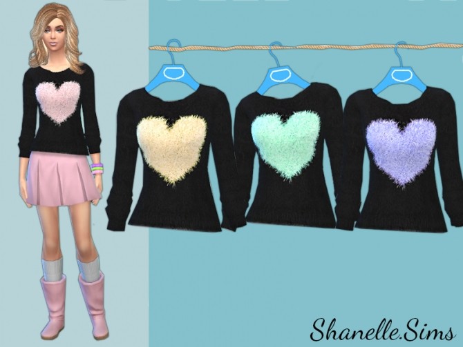 Sims 4 Fluffy Heart Knit at Shanelle Sims