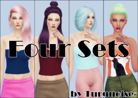 Four top sets by Turquoise at Sims Fans