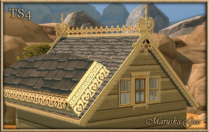 Sims 4 Russian hut Outdoor decor at Maruska Geo