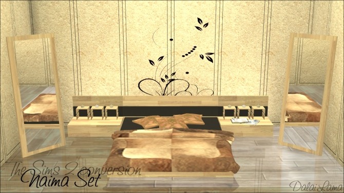 Sims 4 Naima Set: Bed, Endtable, Mirror by DalaiLama at The Sims Lover