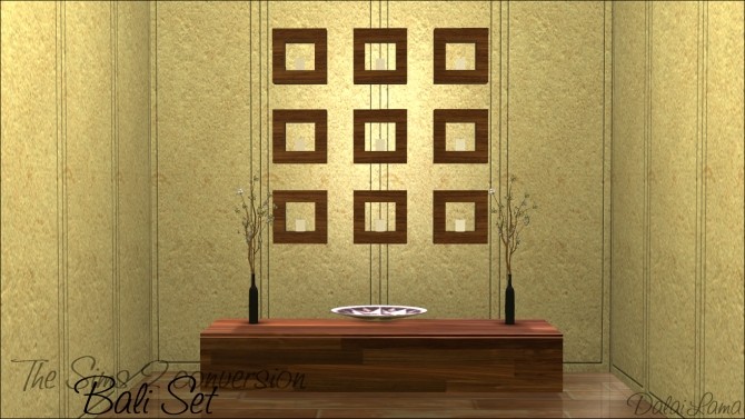 Sims 4 Bali Set: Sideboard, Plate, Flower, Wall lamp by DalaiLama at The Sims Lover