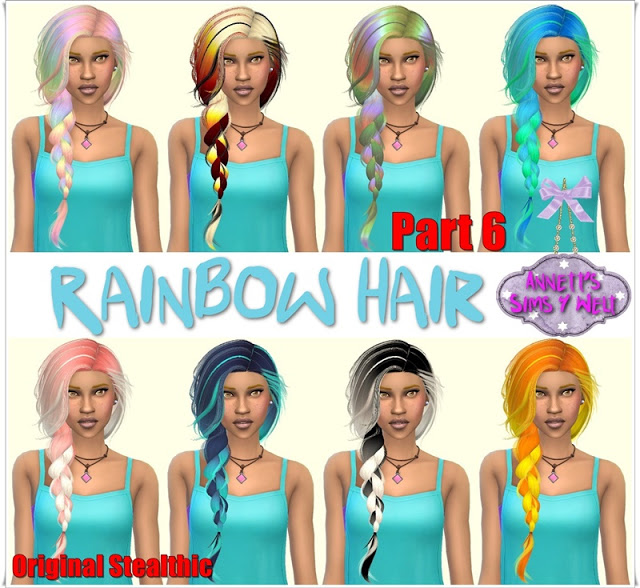 Sims 4 Rainbow Hair Part 6 Original Stealthic at Annett’s Sims 4 Welt