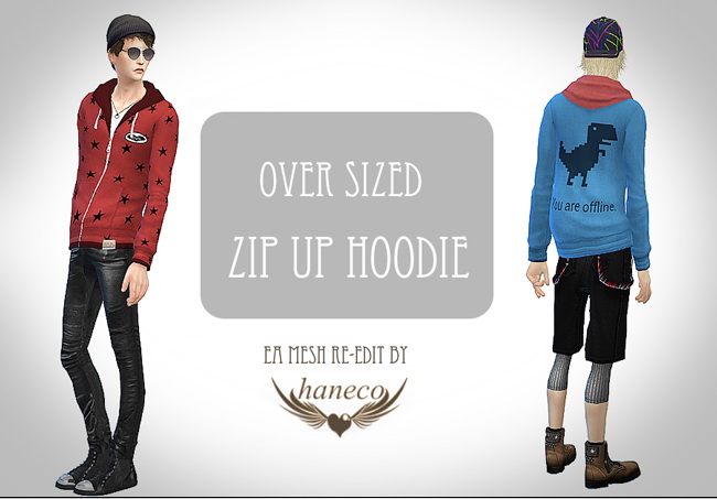 Sims 4 Over sized zipp up hoodie at ChiisSims – Chocolatte Sims