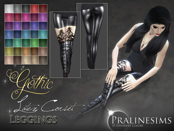 Sims 4 Gothic Latex Corset Leggings by Pralinesims at TSR