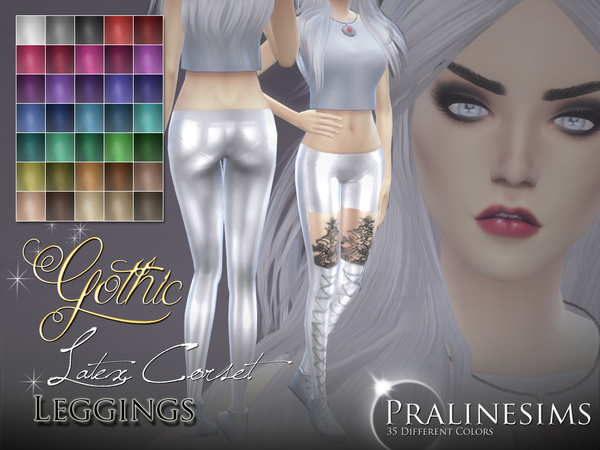 Sims 4 Gothic Latex Corset Leggings by Pralinesims at TSR