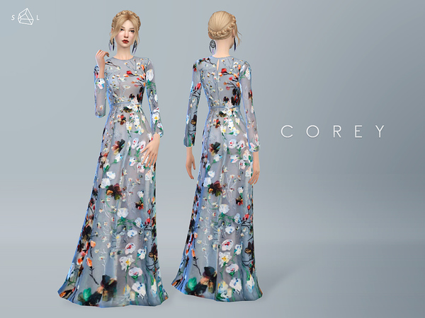 Sims 4 Floral Gown COREY by starlord at TSR
