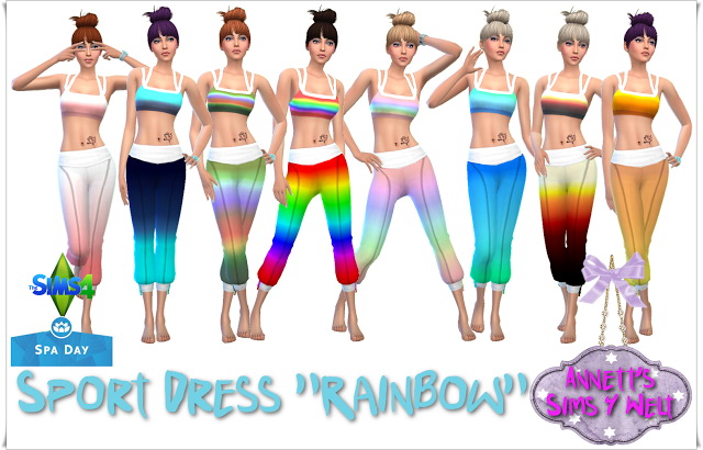 Sims 4 Spa Day Sport Dress Rainbow at Annett’s Sims 4 Welt