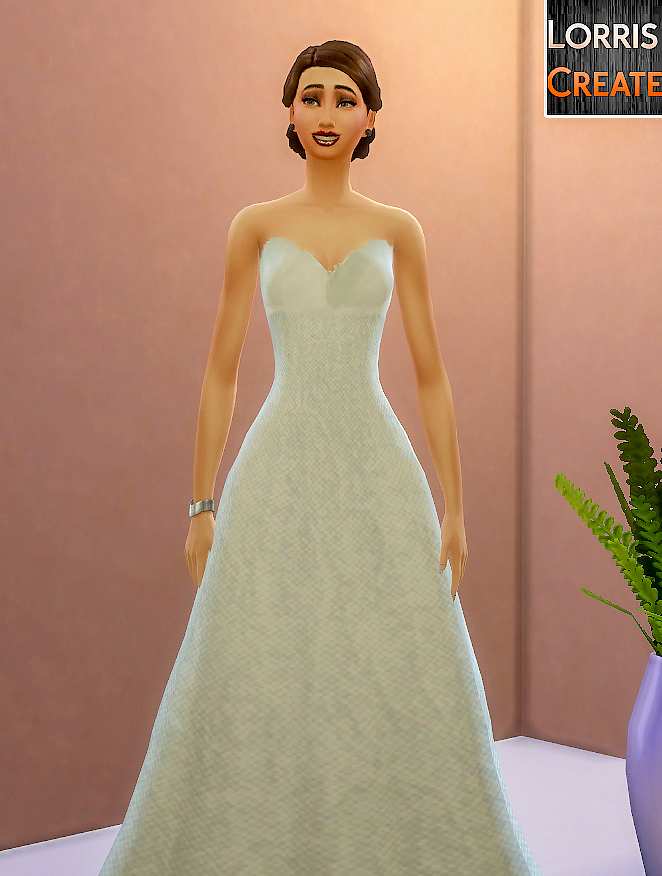 Sims 4 Dress white feathered strapless by Lorriscreate at Mod The Sims