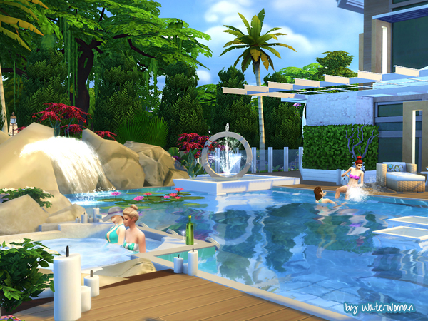 Sims 4 Pool Side house by Waterwoman at Akisima