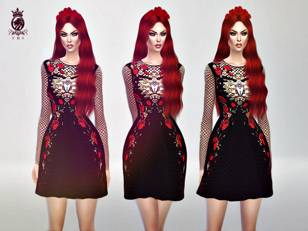Sims 4 Red Roses Dress by FashionRoyaltySims at Fashion Royalty Sims