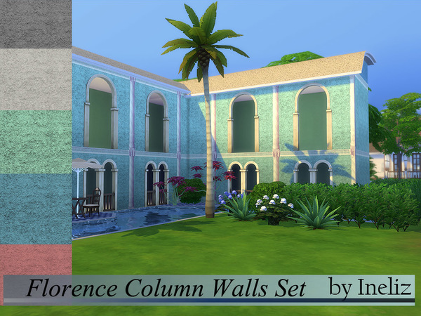 Sims 4 Florence Column Walls Set by Ineliz at TSR